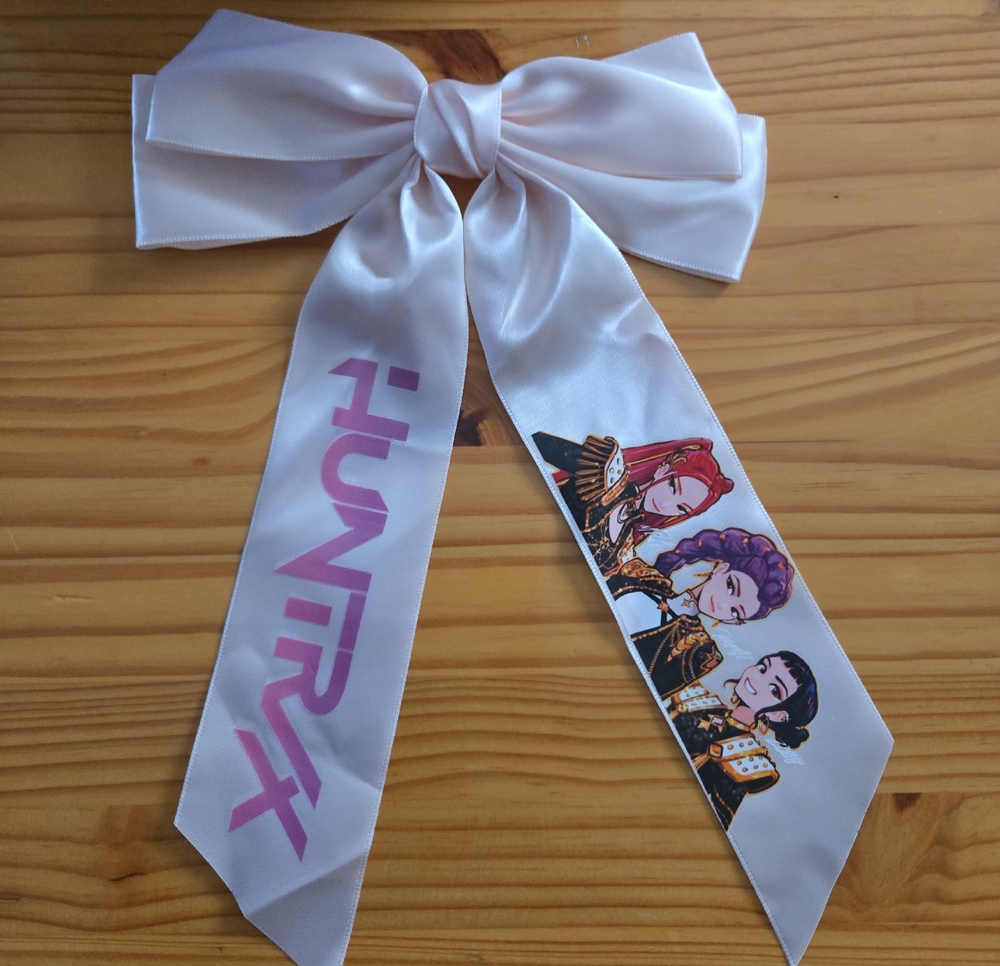 Kpop Inspired Graphic Print Satin Hair Bow